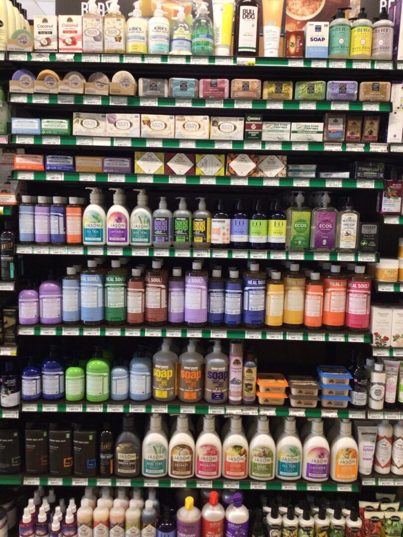 A variety of beauty and hygiene products