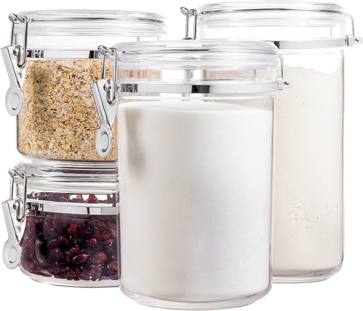 Transparent containers with different contents